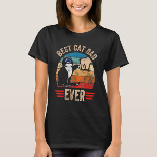 Vintage Best Cat Dad Ever Retro Glasses Fathers Da T-Shirt