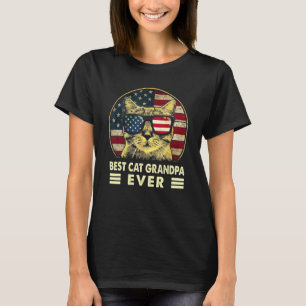 Vintage Best Cat Grandpa Ever American Flag Dad Fa T-Shirt