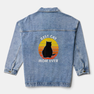 Vintage Best Cat Mum Ever Cat for Women Mummy Cat Denim Jacket