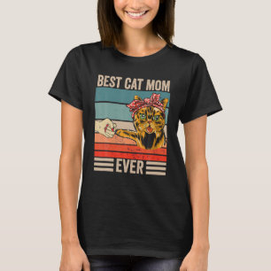 Vintage Best Cat Mum Ever Fist Bump Mother Day T-Shirt