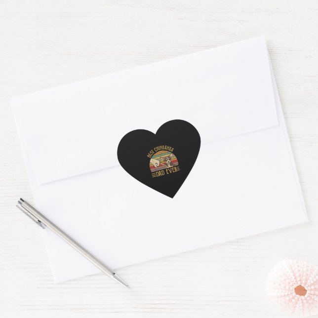 Vintage Best Chihuahua Dad Ever Sunset Heart Sticker (Envelope)