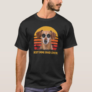 Vintage Best Dachshund Dog Dad Ever Puppy Fathers  T-Shirt