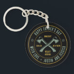 Vintage Best Dad Ever Custom Name Photo Axe Logo Key Ring<br><div class="desc">Personalised Father's Day gift for the best dad in the world. Customise the wording to make it more special for your daddy,  the hero of your life. Celebrate Father's Day with this custom name and message for your dad.</div>