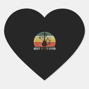 Vintage Best Dad Ever Love Guitar Heart Sticker