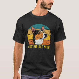 Vintage Best Dog Dad Ever Sunset Retro Basenji dog T-Shirt