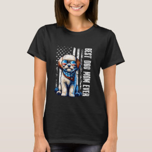 Vintage Best Dog Mum Ever Maltipoo Dogs American F T-Shirt