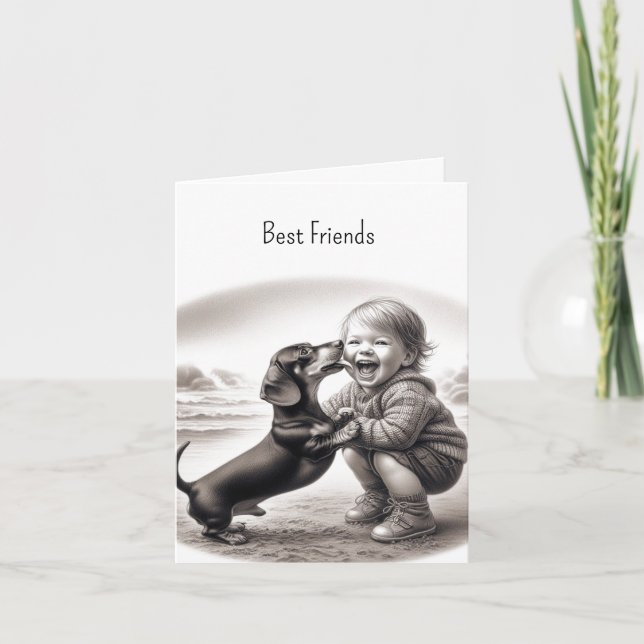 Vintage Best Friend Dachshund Card (Front)
