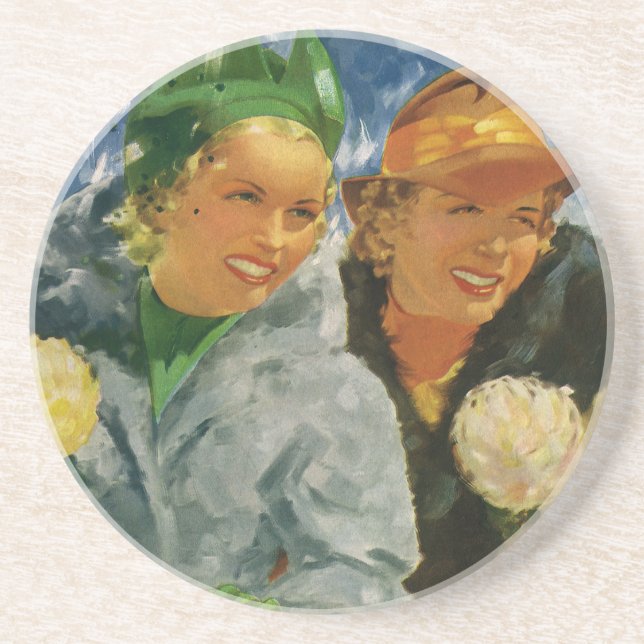 Vintage Best Friends! Elegant and Stylish Women Coaster (Front)