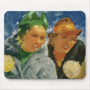 Vintage Best Friends! Elegant and Stylish Women Mouse Pad