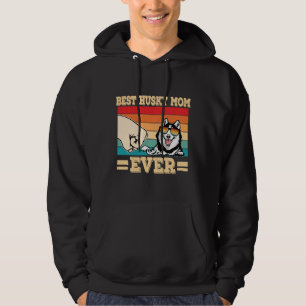 Vintage Best Husky Mum Ever Fist Bump Funny Husky Hoodie
