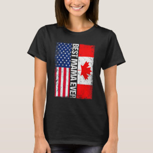 Vintage Best Mama Ever Women Retro Canada Flag T-Shirt