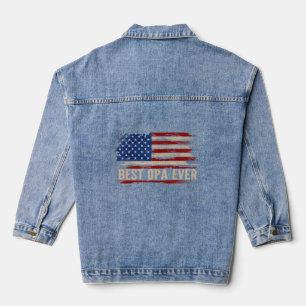 Vintage Best Opa Ever American Flag Father's Day G Denim Jacket