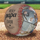 Vintage Best Papa Ever Memento Baseball<br><div class="desc">Personalised grandpa father's day baseball featuring a rustic vintage brown leather background,  the text "best papa ever",  a cute heart,  and the childrens names. Plus 4 family photos for you to customise with your own to make this an extra special gramps gift.</div>