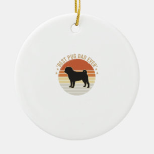 Vintage Best Pug Dad Ever Dog Lover Shirt Design_1 Ceramic Tree Decoration