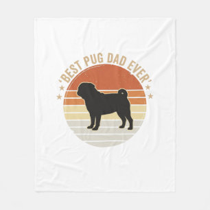 Vintage Best Pug Dad Ever Dog Lover Shirt Design_1 Fleece Blanket
