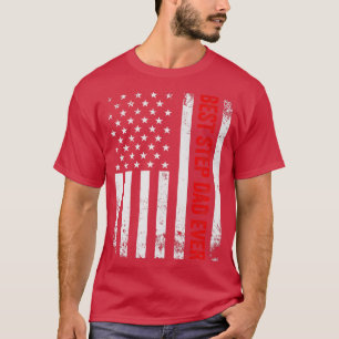 Vintage Best Step Dad Ever American Flag Father's  T-Shirt