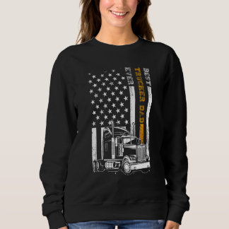 Vintage Best Trucker Dad Ever American Flag Father Sweatshirt
