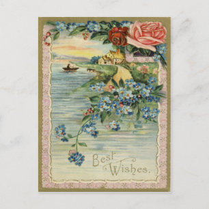 Vintage Best Wishes Postcard