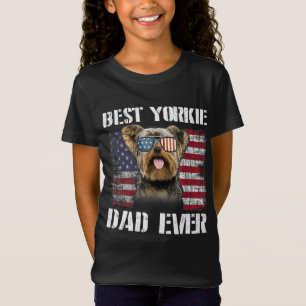 Vintage Best Yorkie Dad Ever Flag Us For Pet Owner T-Shirt