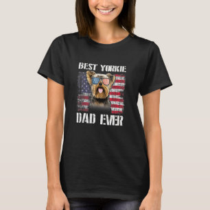 Vintage Best Yorkie Dad Ever Flag Us For Pet Owner T-Shirt