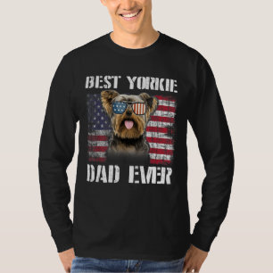 Vintage Best Yorkie Dad Ever Flag Us For Pet Owner T-Shirt