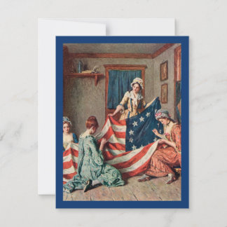 Vintage Betsy Ross and Creation Of American Flag Holiday Card