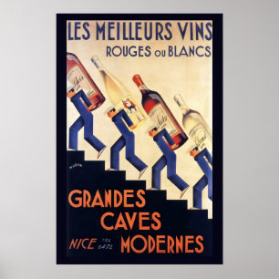 Vintage Beverage Kitchen Art Wine Champagne Food Poster