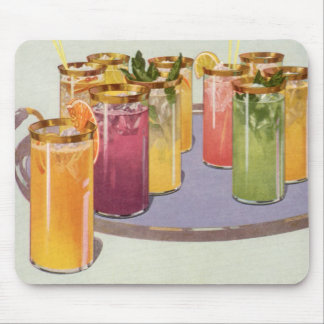 Vintage Beverages, Drinks with Ice Cubes on a Tray Mouse Pad
