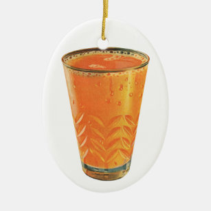 Vintage Beverages, Glass of Orange Juice Breakfast Ceramic Tree Decoration