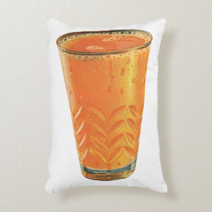 Vintage Beverages, Glass of Orange Juice Breakfast Decorative Cushion