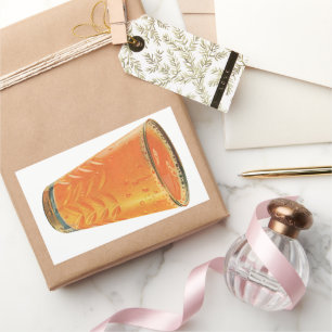Vintage Beverages, Glass of Orange Juice Breakfast Rectangular Sticker