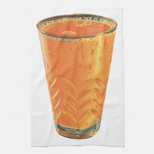 Vintage Beverages, Glass of Orange Juice Breakfast Tea Towel
