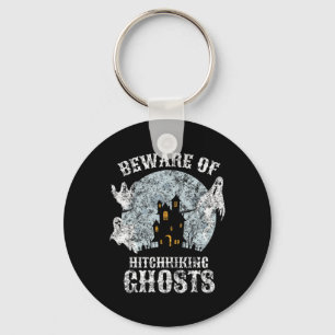 Vintage Beware Of Hitchhiking Ghosts Fun Halloween Key Ring