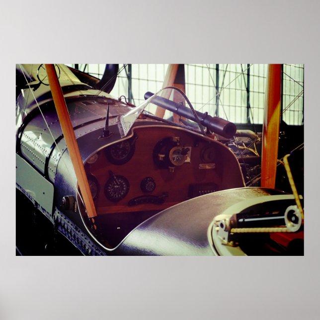 Vintage Bi plane Cockpit Poster (Front)
