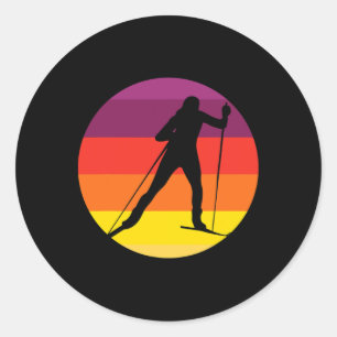 Vintage Biathlon I Winter Sports Cross-country Ski Classic Round Sticker
