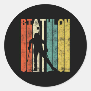 Vintage Biathlon Retro Biathlete Gift Classic Round Sticker