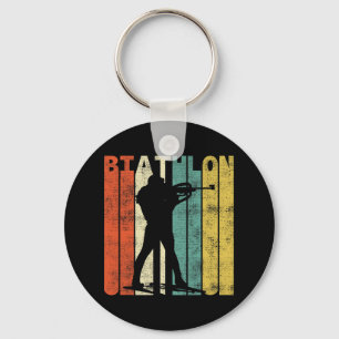 Vintage Biathlon Retro Biathlete  Key Ring