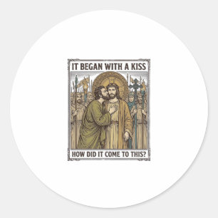 Vintage Biblical Betrayal Kiss Classic Round Sticker