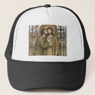 Vintage Biblical Betrayal Kiss Trucker Hat