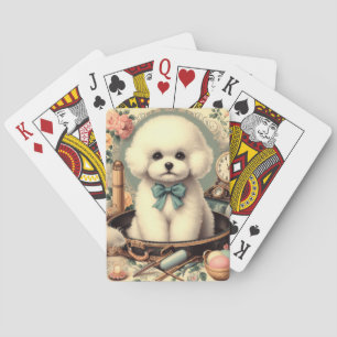 Vintage Bichon Frisé Painting Playing Cards