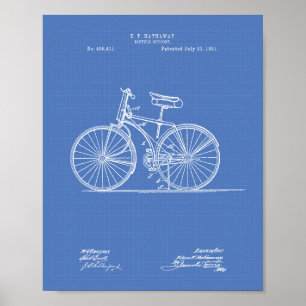 Vintage Bicycle 1891 Patent Art Blueprint Poster