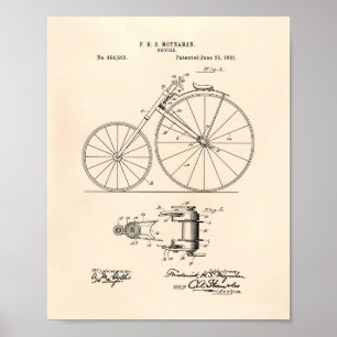 Vintage Bicycle 1891 Patent Art - Old Peper Poster