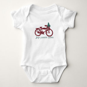 Vintage bicycle and Christmas tree design Baby Bodysuit