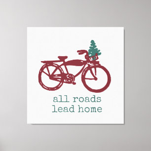 Vintage bicycle and Christmas tree design Canvas Print