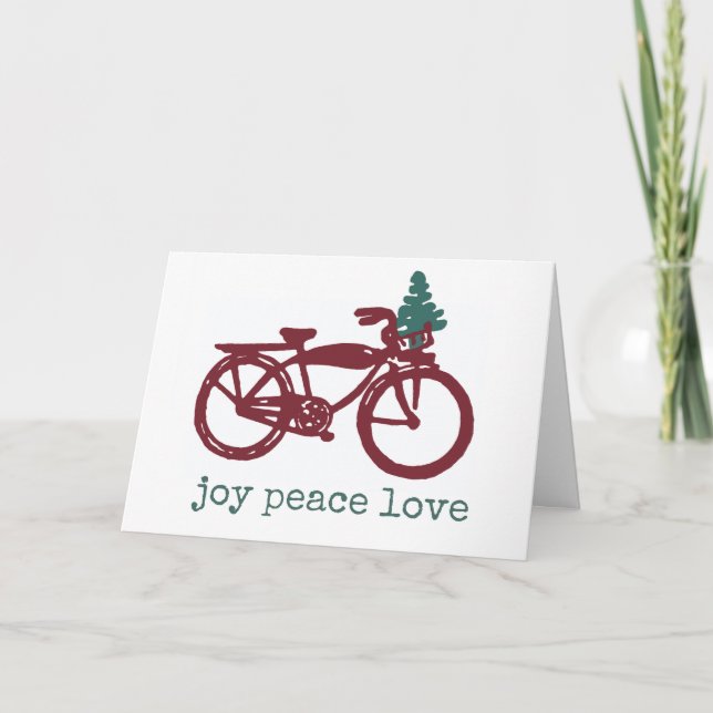 Vintage bicycle and Christmas tree design Card (Front)