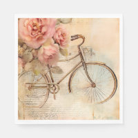 Vintage Bicycle and Florals for Decoupage/Parties