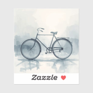 Vintage Bicycle Art in White & Blue