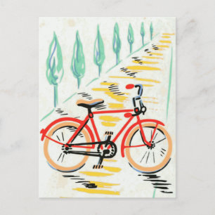 Vintage Bicycle Art Postcard