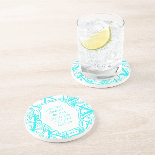 Vintage Bicycle Baby Boy Keepsake Coasters (Side)