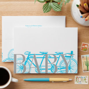 Vintage Bicycle Baby Boy Shower Invitations Envelope